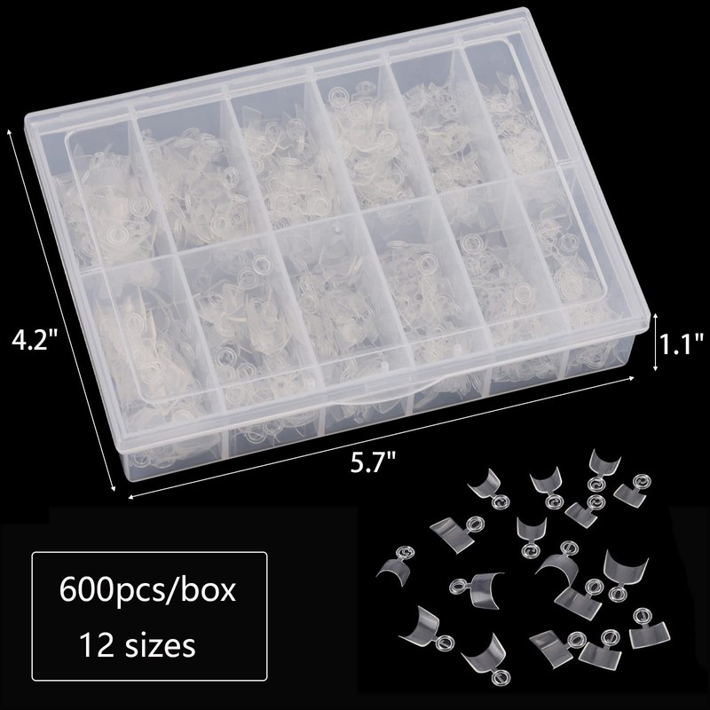 600Pcs Square Short Fake Nails Tips Half Cover Clear Acrylic