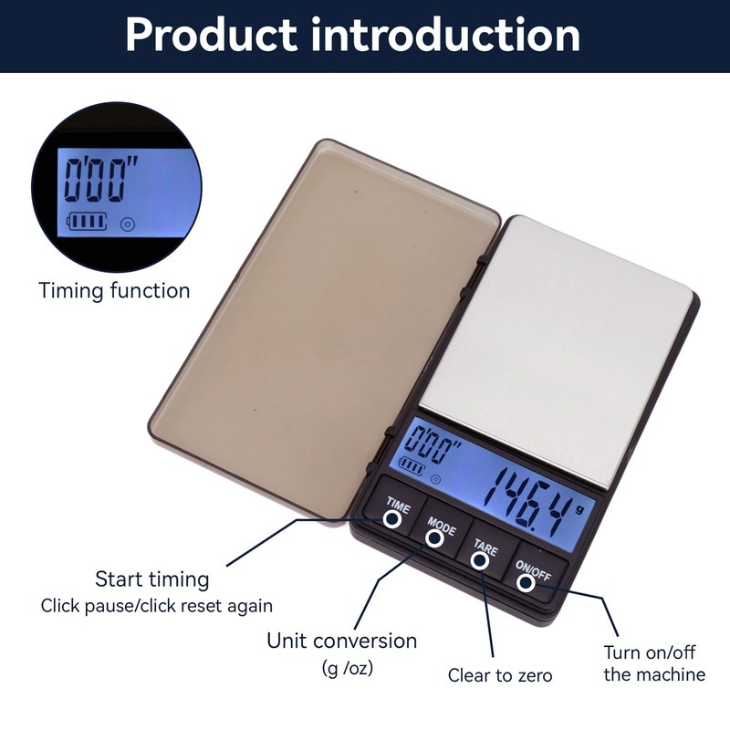Espresso Coffee Scales with Timer, Drip Coffee Scale, Small Pocket