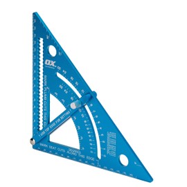 OX Tools Pro Adjustable Aluminium Roofing Rafter Square, Metric - 180mm