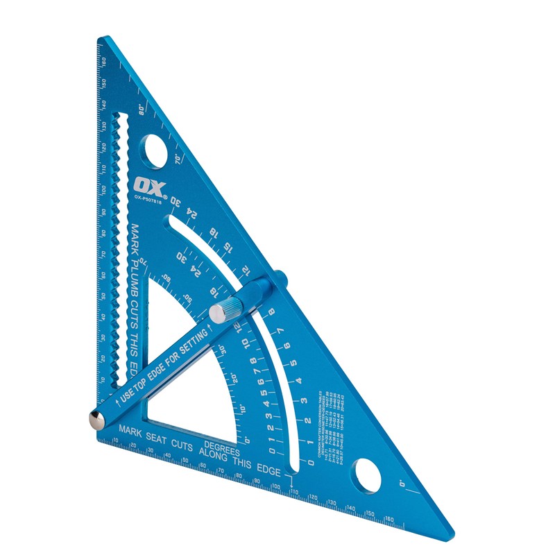 OX Tools Pro Adjustable Aluminium Roofing Rafter Square, Metric -
