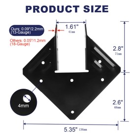 20 Pcs Hurricane Tie for Rafters, 13 Gauge (Thick 2.2mm) Hurricane Straps, Rafter Tie Brackets Fit 2x4, 2x6 Truss to Rafter Connector, Heavy Duty Hurricane Clips for Roofing Trusses, Black