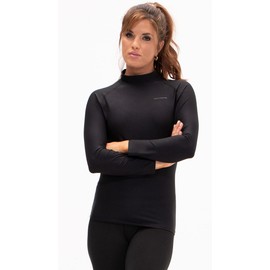 DEVOPS Women's Compression Turtle Neck Long Sleeve Athletic Shirts (X-Small, Black/Pink/White)