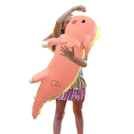 Axolotl Plush Toys for Ages 3 4 5 6 7 8+ Year Cute Axolot Stuffed Animal Dinosaur Plush Throw Pillow,Soft Plushie Dino, Plush Toys Set, Christmas Birthday Gifts for Baby, Toddler, Kids (Pink,31 inch)