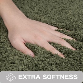 PURRUGS Non-Slip Bathroom Rug 24" x 60" - Super Absorbent & Quick Dry Shaggy Microfiber Bath Mat, Machine Washable Plush Throw Rug for Bathtub, Shower and Sink, Green