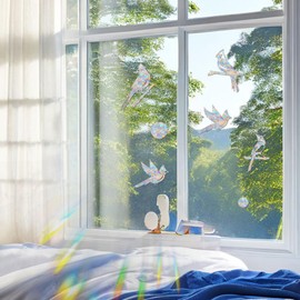 Tiz Tlloz Window Decals for Bird Strikes - Anti-Collision Window Clings - Prismatic Non Adhesive Vinyl Rainbow Window Stickers to Save Birds from Glass Collisions, JDQC-Cardinal27