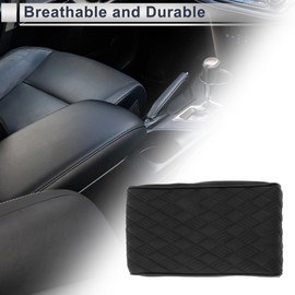 X AUTOHAUX Car Center Console Cover Car Armrest Cover 12.60"x6.30"x1.97" Black Napa Leather