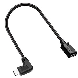 USB Mini Female to USB-C Male Adapter Cable - 0.9ft Converter for Mini Dash Cam Hardwire Kits and Other Mini USB Devices (Charging Only)