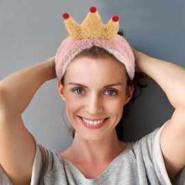 OHPHCALL Plush Face Washing Headband Soft Fleece Crown Hair Band for Makeup Skincare and Hair Washing Comfortable Spa Accessory for Women Home Use and Travel