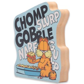 Garfield Chomp Slurp Gobble Lasagna Shelf Sitter Decor - Chunky Wood Block Garfield Decoration for Home