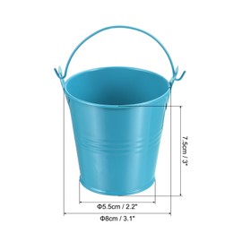 PATIKIL 3" Height Mini Metal Bucket, 6 Pack Colorful Metal Succulents Pot Party Decorative Pails with Handles for Small Succulents, Blue