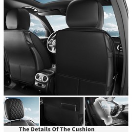 crossmiles Car Leather Seat Cover，Protector Seat Waterproof Automotive Seat Covers Full Sets Super Breathable Universal Fit Cover for Most Car Fount，（Full Black-Wave，2pcs）