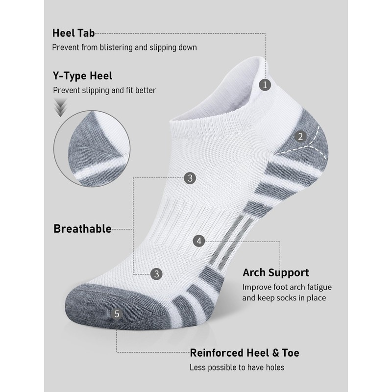 Airacker Ankle Athletic Running Socks Cushioned Breathable Low Cut Sports