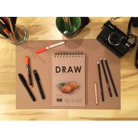 Design Ideation Drawing Book. Heavy Paper Book Style Drawing pad for Pencil, Ink, Marker, Charcoal and Watercolor Paints. Great for Art, Design and Education. 5.5" x 8.5" (5)