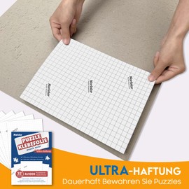 Nariolar Ultra Adhesion Puzzle Glue Sheets, 32 Saver Sheets for Preserving 4 x 1000-Piece Jigsaws, Puzzle Saver for Easy Preservation in Minutes
