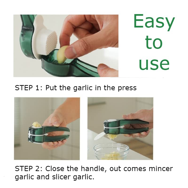 POPULUSL Garlic Slicer & Mincer, 2 in1 Garlic Press, Easy