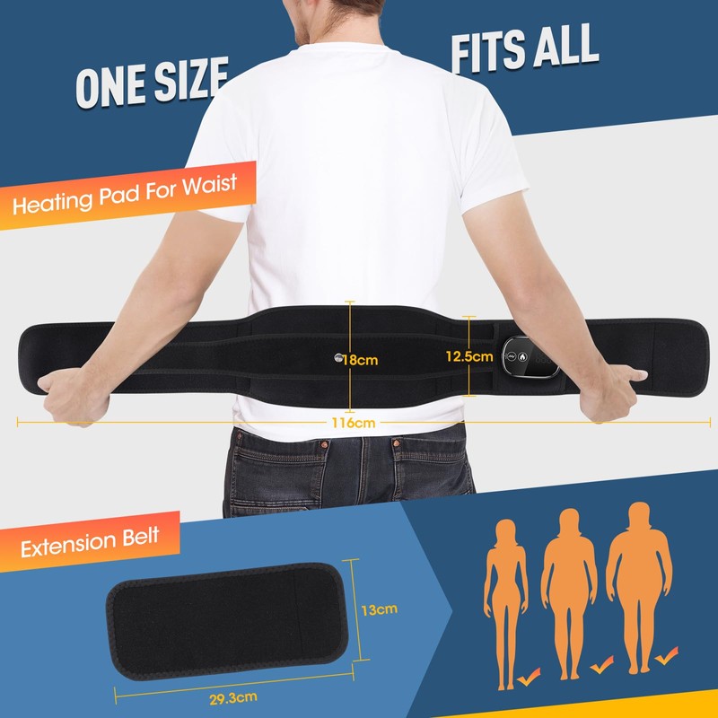 Electric Heating Mat for the Waist, Wireless Heated Back Belt,
