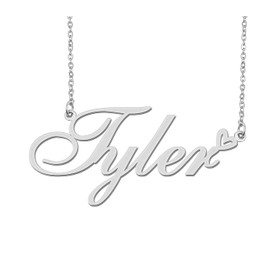 Aoloshow Stainless Steel Silver Tyler Heart Name Necklace Charm Pendant Jewelry for Mom Best Friends