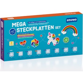 Smowo® 8 Ironing Beads Plates in Many Shapes - Pegboard Set - Pin Plates - Round, Star, Square, Hexagon, Heart, Flower