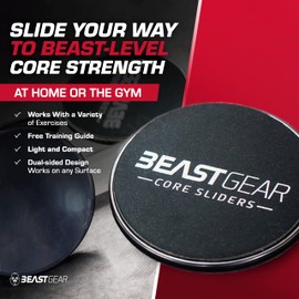 Beast Gear Core Sliders Double Sided Gliding Abdominal Exercise Discs for Carpet and Hard Floors (Black)