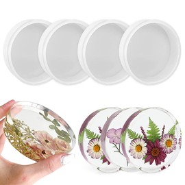 RESINWORLD Deep Coaster Molds, Round Coaster Resin Molds, Small Coaster Silicone Molds for Resin Casting, for Flower Bouquet Preservation