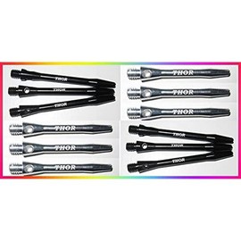 THOR-DARTS ®™ Aluminium shafts, 47 mm, medium dart aluminium shafts, set of 2 = 6 pieces, black and silver