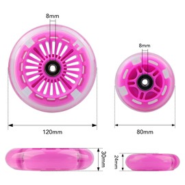 Gladeer Scooter Wheels, Rear 80mm Kid Scooter Flashing Replacement Wheels for Kid 3-Wheeled Kick Push Scooter (2)