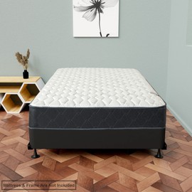 Spring Coil Coil, 8-Inch Sturdy Box Spring for Mattress Support-Durable and Easy to Assemble Natural Wood Foundation for Twin, Black