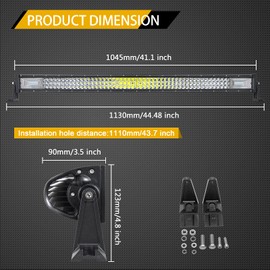 Willpower 42 inch 540W LED Light Bar Spot Flood Combo Beam Off Road Driving Fog Lights with Wiring Harness for Pickup SUV ATV UTV Truck Light, 12V 24V