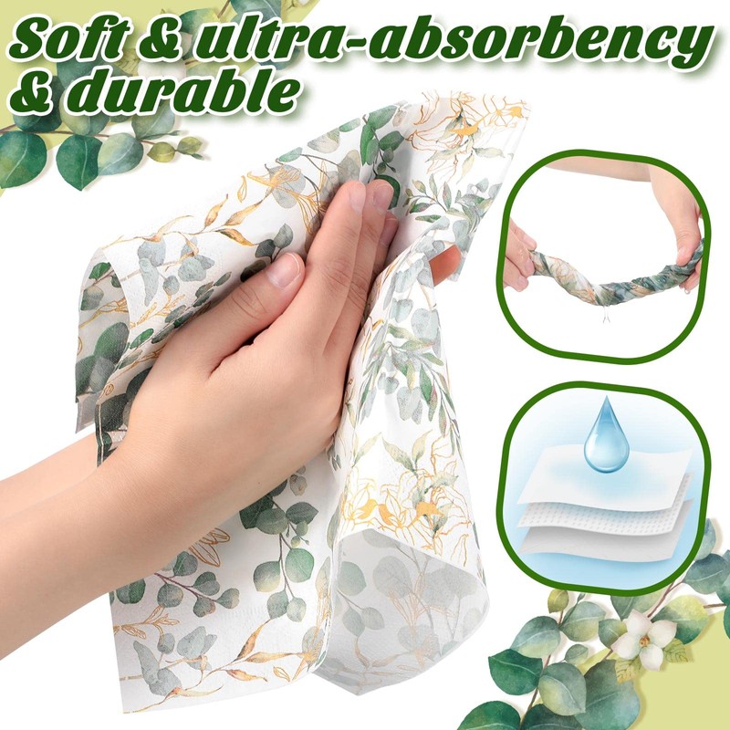 Spiareal 120 Pcs Greenery Paper Napkins 3 Ply Disposable Hand
