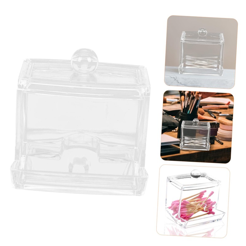BUGUUYO 2pcs Acrylic Cotton Swab and Pad Organizer Box Sundries