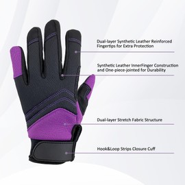 Gardening Gloves for Men Women, Thorn Proof & Puncture Resistant Work Gloves with Touch Screen Support, Gloves for Safety Work and Gardening, Gardening Gifts (Purple, Small)