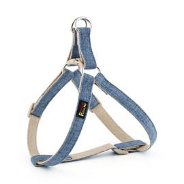 Plutus Pet Cotton Hemp Step in Dog Harness, Sustainable, Lightweight and Escape-Proof, Quick Fit Dog Harness for Puppy Small Medium and Large Dogs, Haze Blue, XS