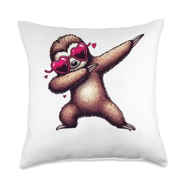Sloth Heart Shape Sunglasses Dabbing Dance Lover Throw Pillow