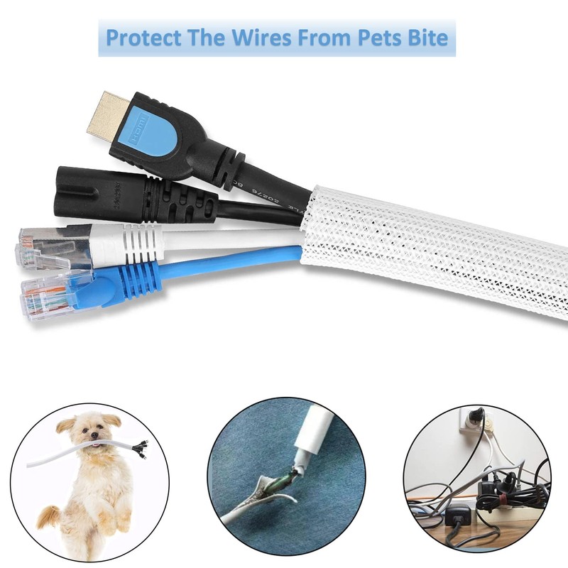10ft - 1/2 inch Diameter Cord Protector, Hibucuo Cable Management