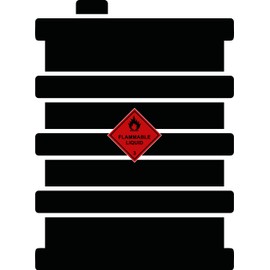 Pack of 2 strong Magnetic, flammable liquid 100mm x 100mm hazardous warning signs