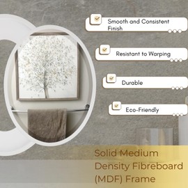 13.1 x 17.1 White Oval Mirror with Wood Frame - Vertical & Horizontal Wall Hanging - High Glass - Bathroom Mirror for Over Sink, Home Decor, Vanity, Bedroom, Living Room, Entryway (Linen White)