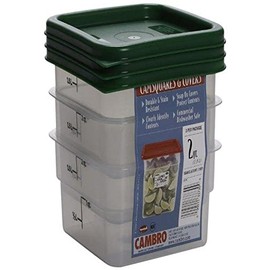 Cambro Set of 3 Square Food Storage Containers with Lids, 2 Quart