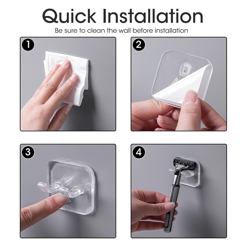 Bowcig 4 Pcs Razor Holder for Shower Self Adhesive Waterproof