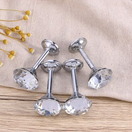 LIOOBO 4 Pieces Diamond Hooks Crystal Wall Holder for Coat Hat Clothes Towel Curtain Holdbacks (40 mm, Silver)