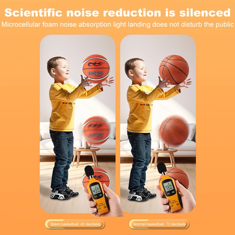 Silent Basketball Size 7, High-Resilience Foam Training Ball for Quiet