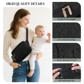 Rexmore Fanny Pack Diaper Bag with Portable Changing Pad, Adjustable Crossbody Waistpack for Women, Mini Compact Baby Essentials Organizer for Travel, Picnics, Daily Use (Black)