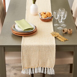 DII Woven Basics Collection 100% Cotton Knit Table Runner, 15x72, Honey Gold