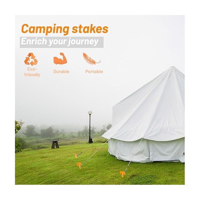 12 Pack 7.9 Inch Canopy Stakes Tent Pegs, Screw Spiral