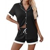 Ekouaer Womens Button Down Pajamas Set Color Block Short Sleeve