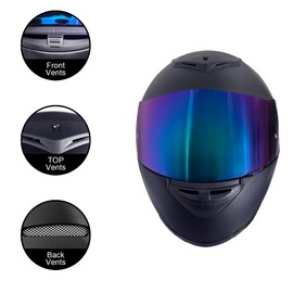 KRN Full Face Motorcycle Motorbike Helmet with Color Visor DOT Approved- Helmet & Balaclava & Clear Visor Matt Black (M)
