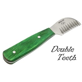BRUTUL FIGHT Bee Dog Grooming Coat Stripping Knife Stripper Trimmer Tool Wooded Handle Stripping Knives Set of 5 in Stainless Steel Non-Slip Tools for Grooming Dogs (GREEN)