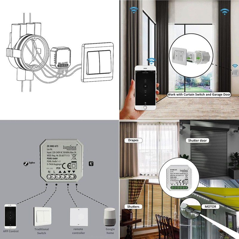 Luminea Home Control Roller Blind Control: Set of 4 WLAN