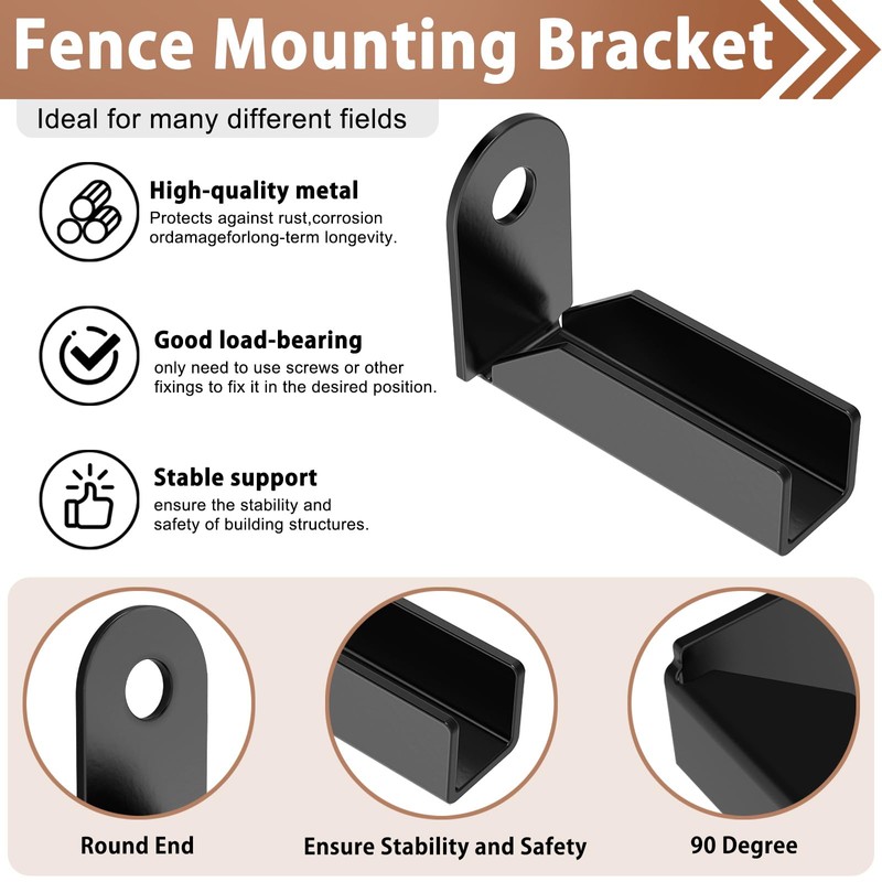 16Pack Black Carbon Steel Fence Mounting Brackets for 1" x