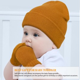 Baby Beanie Hat Gloves Set, Kids Winter Warm Knit Hat with glvoes,Toddler Soft Beanie for Little Boys Little Girls Children