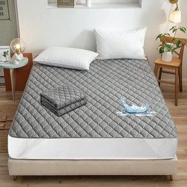 Mafudoxi Waterproof Mattress Pad, Semi-Double Bed Pad, Mattress Pad, Bed Sheet, Bed Mat, Bed Cover, Antibacterial, Odor Resistant, Dust Mite Resistant, Breathable, Sweat Absorbent, Quick Drying, No Pilling, Washable, Includes Reinforced Elastic Band on F